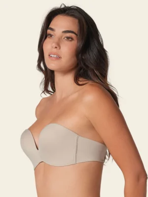 sujetador sin tirantes antigravedad de push up alto sin aro