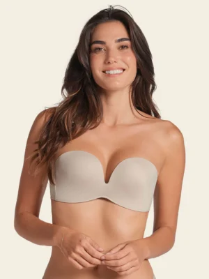 sujetador sin tirantes antigravedad de push up alto sin aro